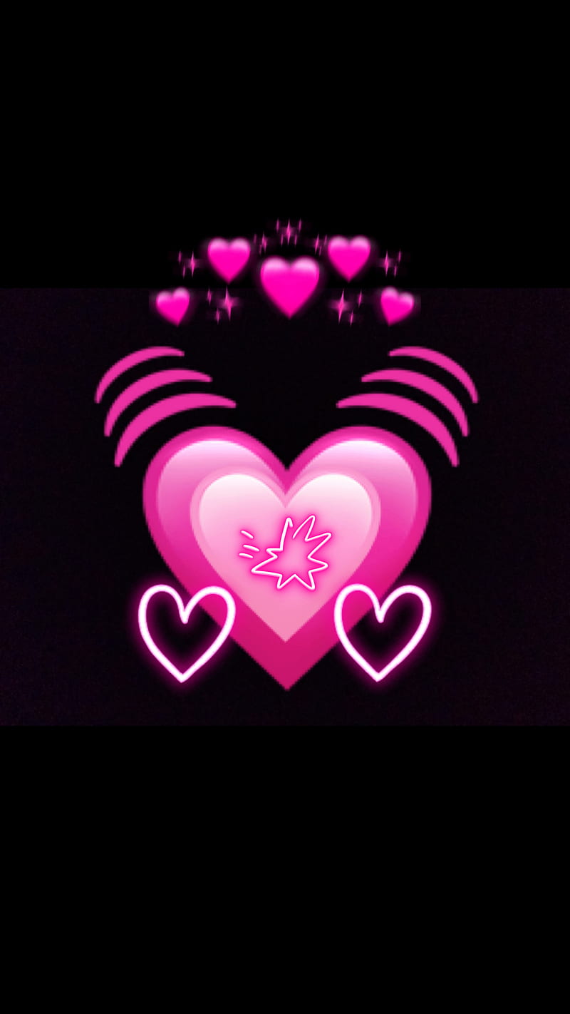 Pink hearts, black, love, HD phone wallpaper | Peakpx