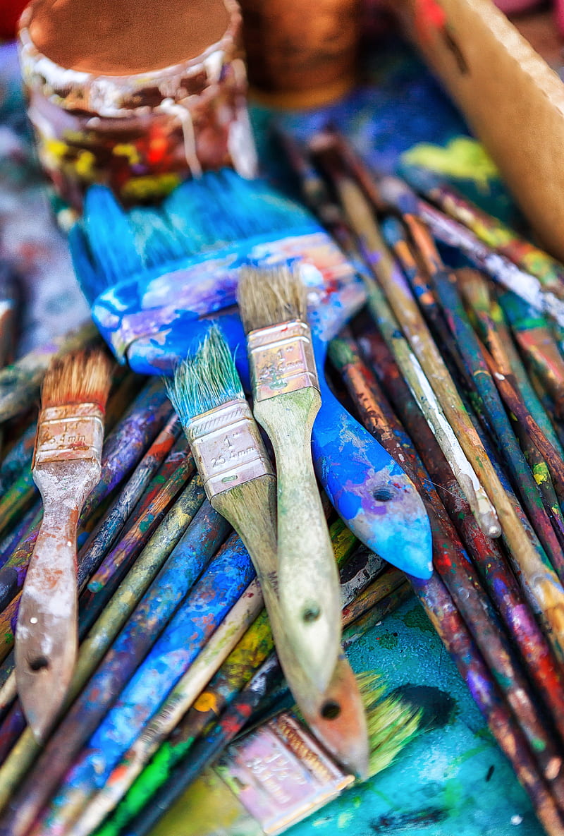 Paint Brushes, art, artist, brush, canvas, colours, painting, volors, work, HD phone wallpaper