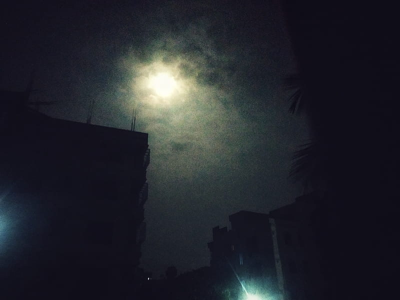 Dark moon, building, cloud, inferno, lightening, mistress, night ...