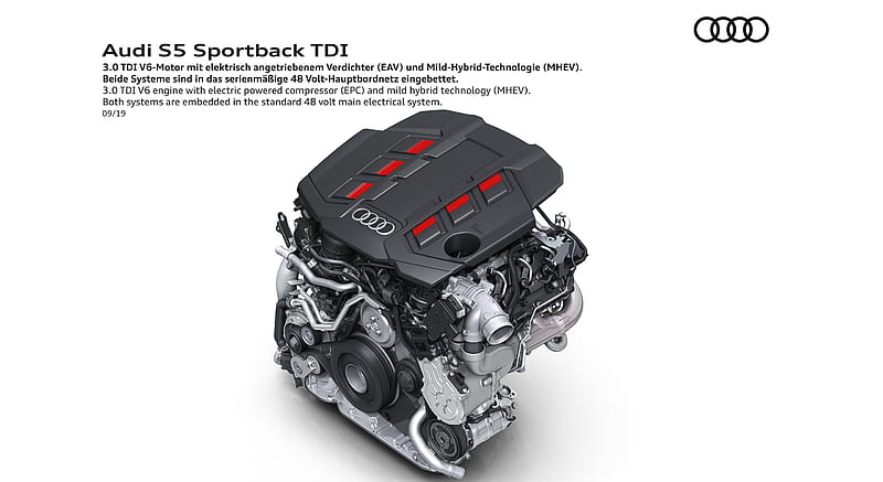 2020 Audi S5 Sportback TDI - 3.0 TDI V6 engine with electric powered compressor (EPC) and mild hybrid technology (MHEV). Both systems are em , car, HD wallpaper