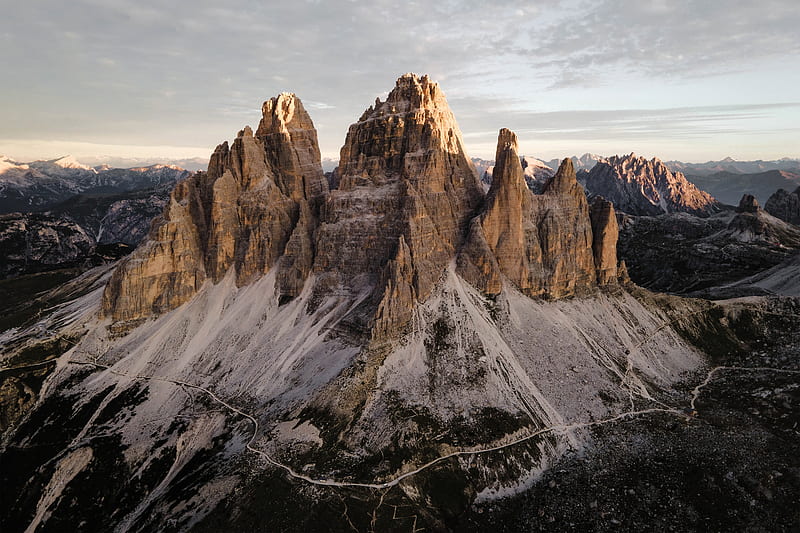 Tre Cime di Lavaredo Mtns. of Italy, nature, road, italy, mountains, HD wallpaper