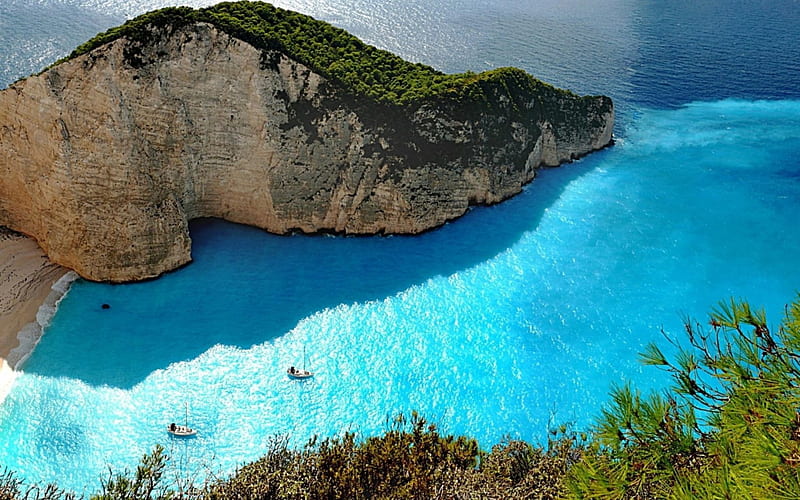 Zakynthos Greek Island, Sea, Blue, Grass, Islannd, HD wallpaper