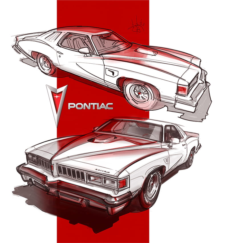 Pontiac, simple background, car, sports car, Aleksandr Sidelnikov, HD phone wallpaper