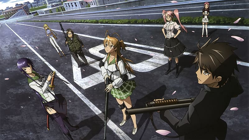 Anime, Saeko Busujima, Highschool Of The Dead, Takashi Komuro, Rei Miyamoto, Shizuka Marikawa, Saya Takagi, Alice Maresato, Kohta Hirano, Zeke (Highschool Of The Dead), HD wallpaper