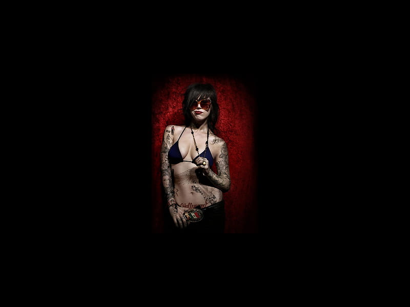 Kat Von D by pixela Ter jpg, red, tatoo kat, modeling, HD wallpaper