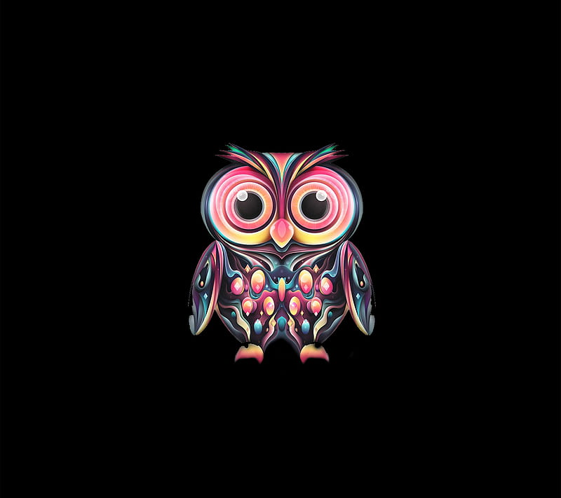 Owl, art, bird, black, HD wallpaper