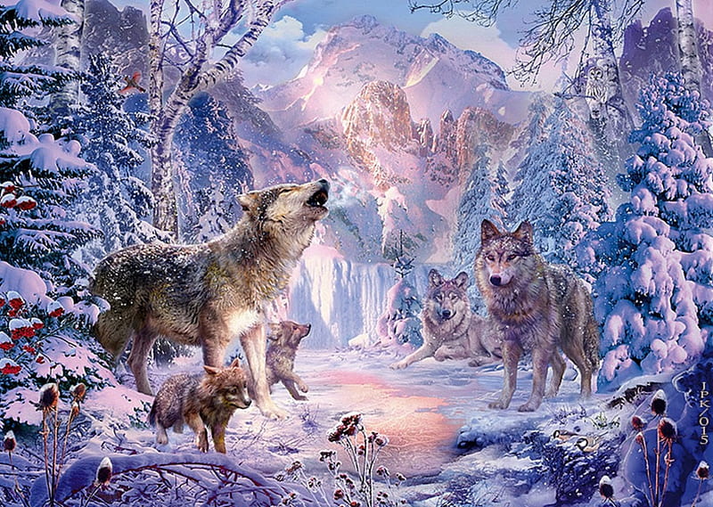 Lobos, bonitas, fantasía, invierno, Fondo de pantalla HD | Peakpx