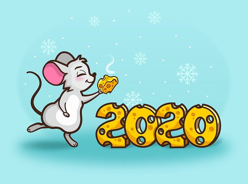 Happy Cheese Year!, 2020, year of the rat, chinese zodiac, cheese, funny, new year, card, HD wallpaper