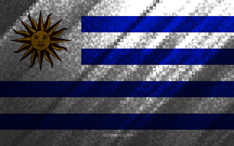 Flag of Uruguay, multicolored abstraction, Uruguay mosaic flag, Uruguay, mosaic art, Uruguay flag, HD wallpaper