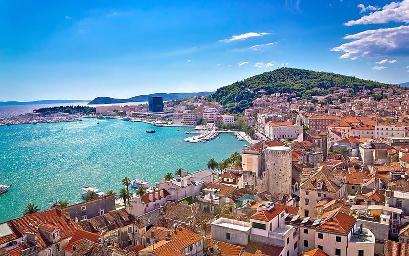 Split, Croatia, Adriatic sea, summer, resort, Split cityscape, Split panorama, Croatian resorts, Dalmatia, HD wallpaper