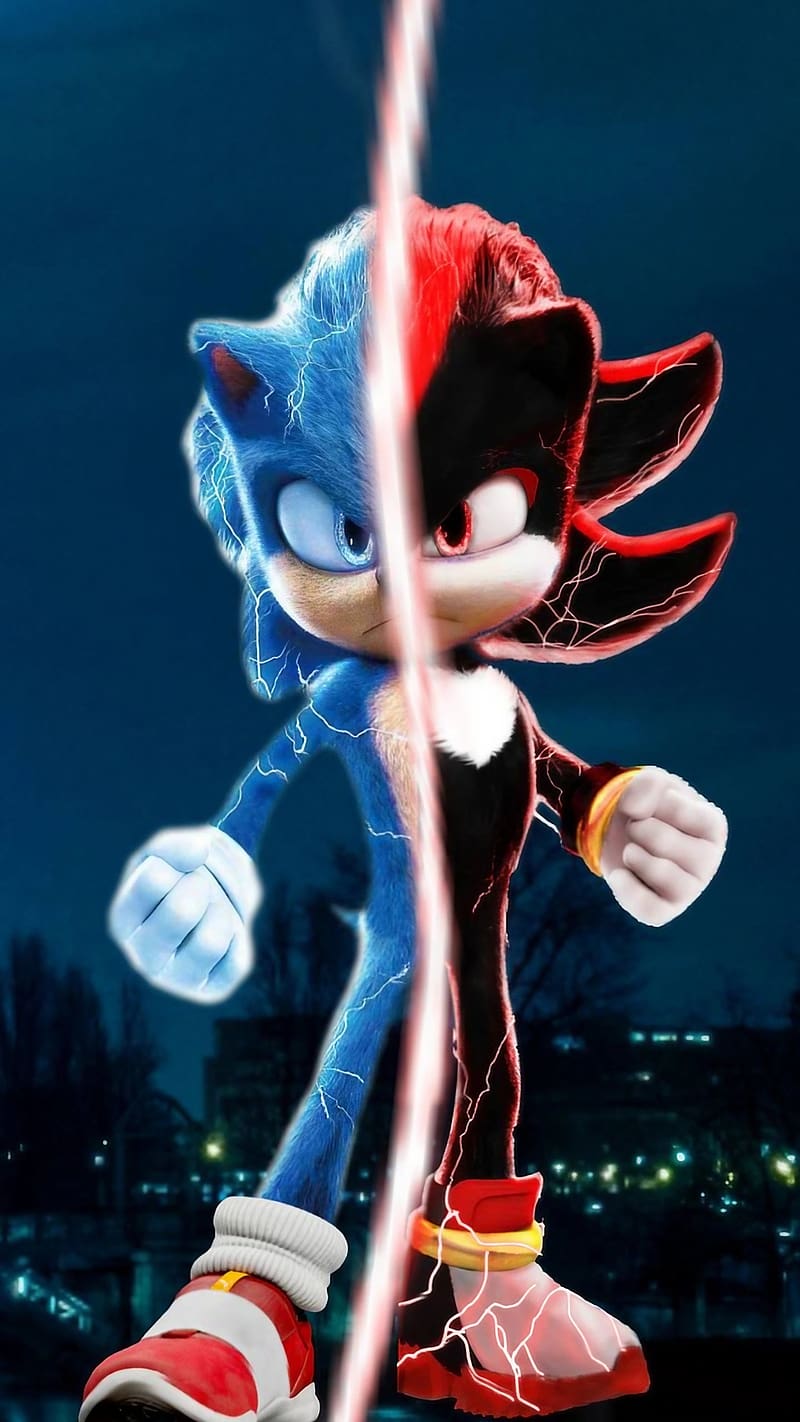 Sonic Movie 3, Half Sonic And Evil, animated, video game, HD phone wallpaper