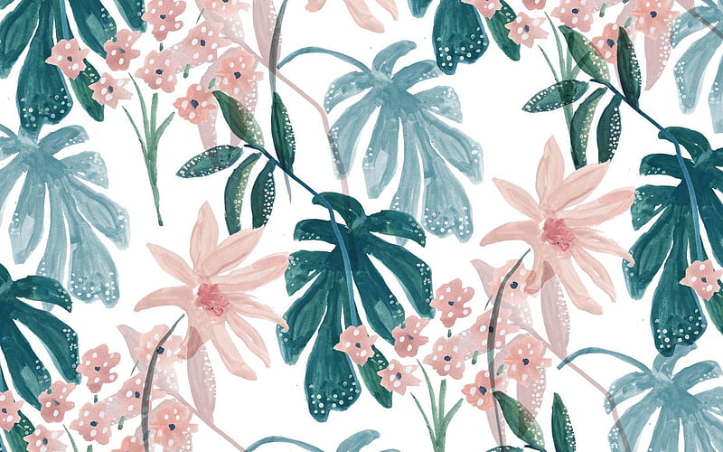 Texture, green, summer, flower, pink, leaf, pattern, exotic, vara, paper, HD wallpaper