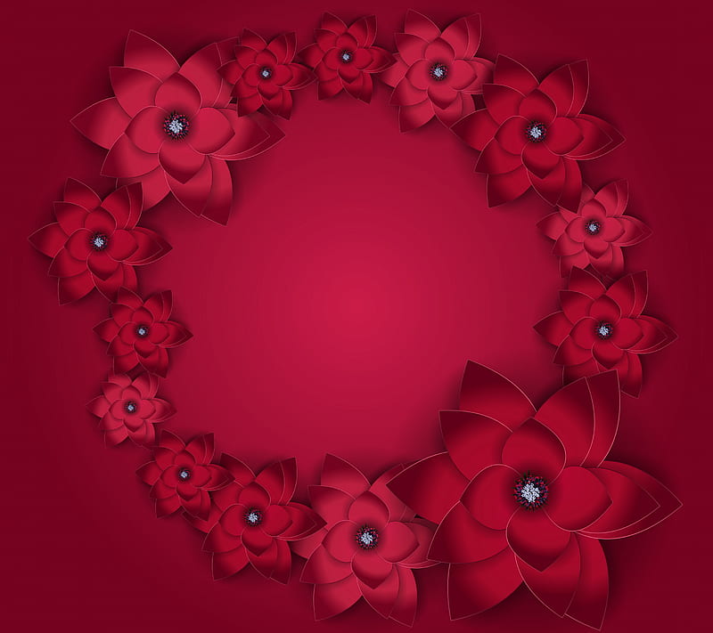 Flowers Red, floral, love, pattern, valentine, HD wallpaper