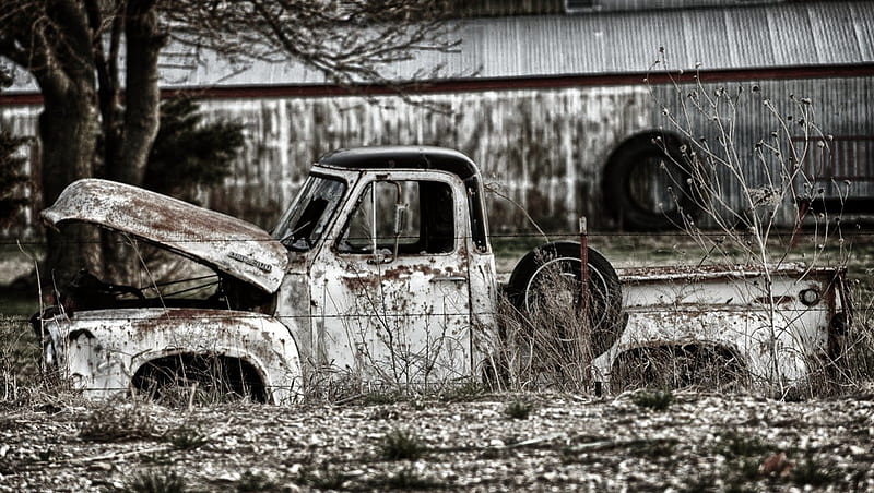 Better Days, f100, black and white, bonito, country, old, memories, graphy, ford, beauty, color, hop, truck, classic, HD wallpaper