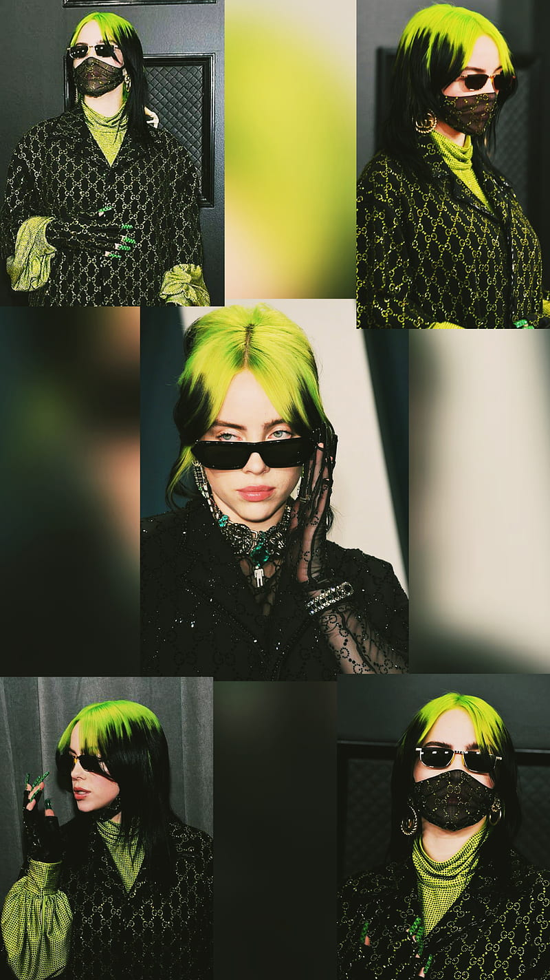 Billie Eilish, artist, black, fashion, girl, green, nails, HD phone wallpaper