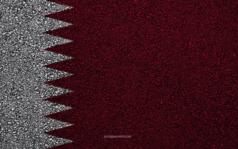 Flag of Qatar, asphalt texture, flag on asphalt, Qatar flag, Asia, Qatar, flags of Asia countries, HD wallpaper