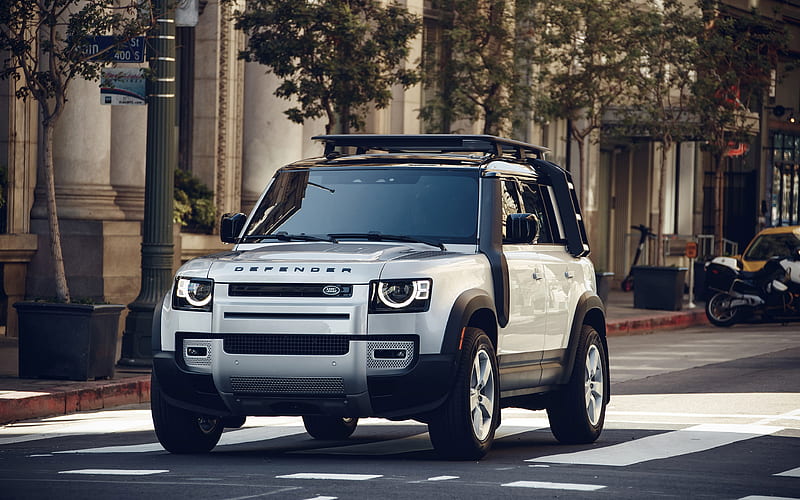 2020, Land Rover Defender front view, exterior, white SUV, new white Defender, British cars, Land Rover, HD wallpaper
