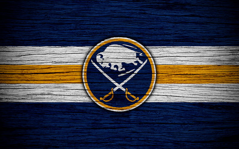 Buffalo Sabres NHL, hockey club, Eastern Conference, USA, logo, wooden texture, hockey, Atlantic Division, HD wallpaper