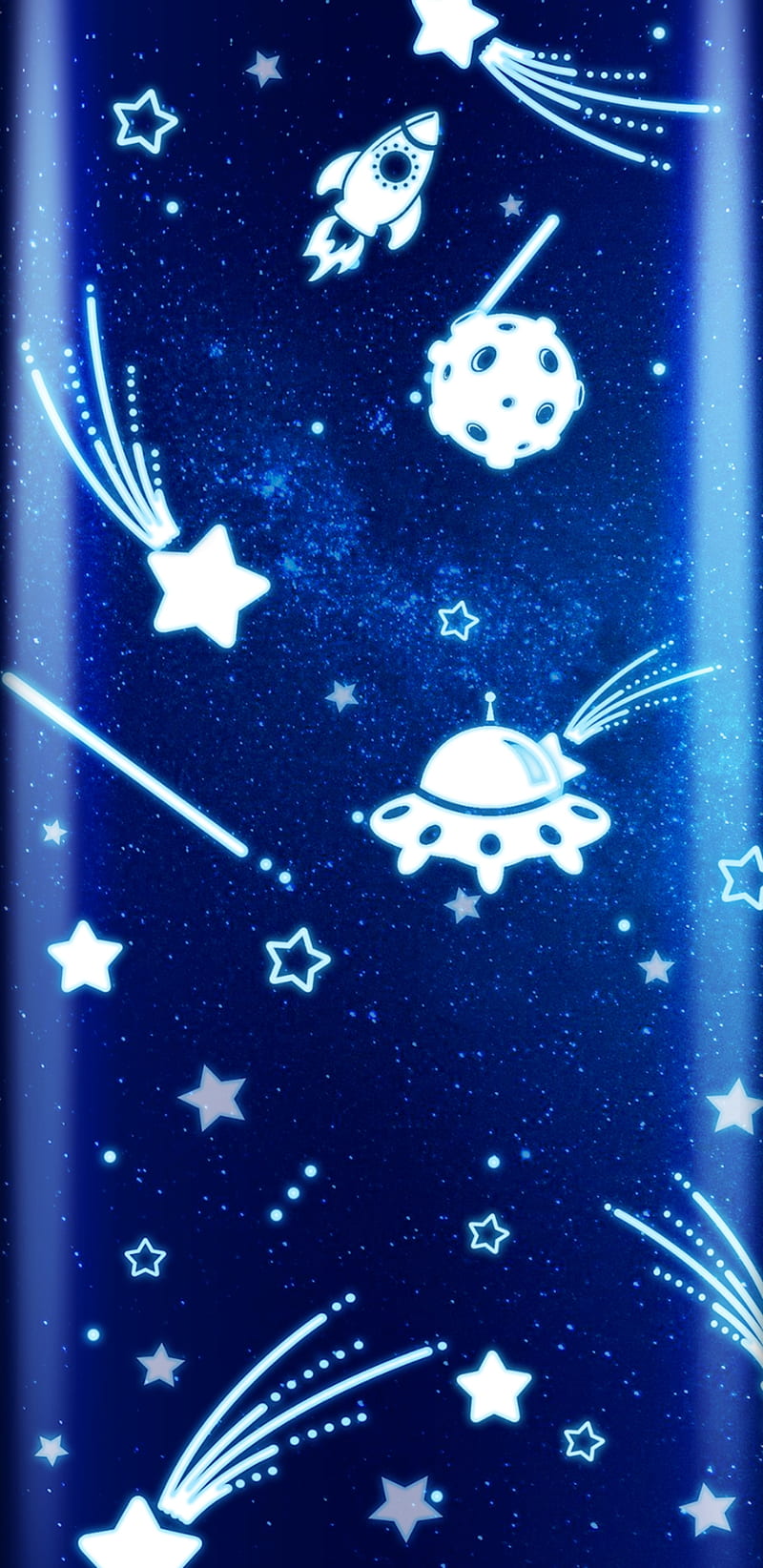 Space4Children, blue, children, cute, glitter, space, stars, ufo, HD phone wallpaper