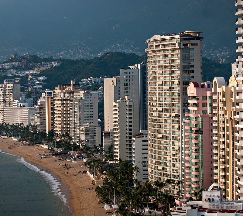 Mexico, acapulco, beach, tower, tropical, HD wallpaper