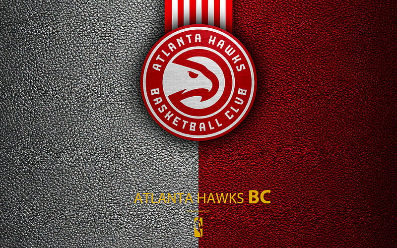 Atlanta Hawks logo, basketball club, NBA, basketball, emblem, leather texture, National Basketball Association, Atlanta, Georgia, USA, Southeast Division, Eastern Conference, HD wallpaper