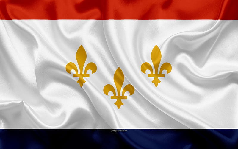 Flag of New Orleans silk texture, American city, white silk flag, New Orleans flag, Louisiana, USA, art, United States of America, New Orleans, HD wallpaper