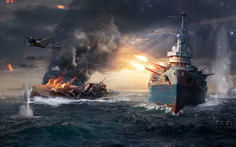 World of Warships, 2017, game, warship, pc, HD wallpaper