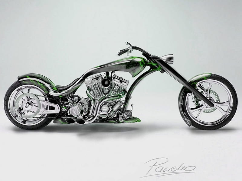 clean machine, custom, bike, chopper, harley, HD wallpaper