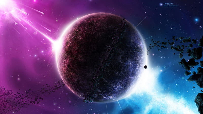 Twilight, stars, planets, moons, space, galaxies, asteroids, stardust, HD wallpaper
