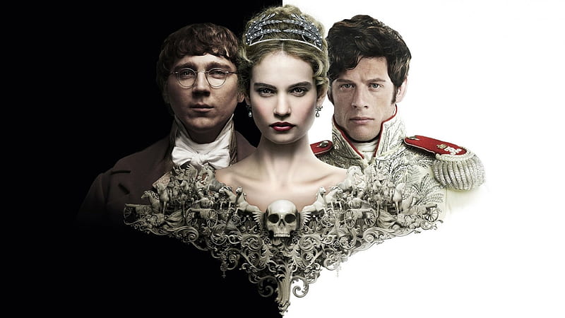 War & Peace (2016), poster, Lily James, war and peace, movie, Paul Dano, black, man, woman, girl, actress, white, Lily James Lily James, James Norton, actor, HD wallpaper