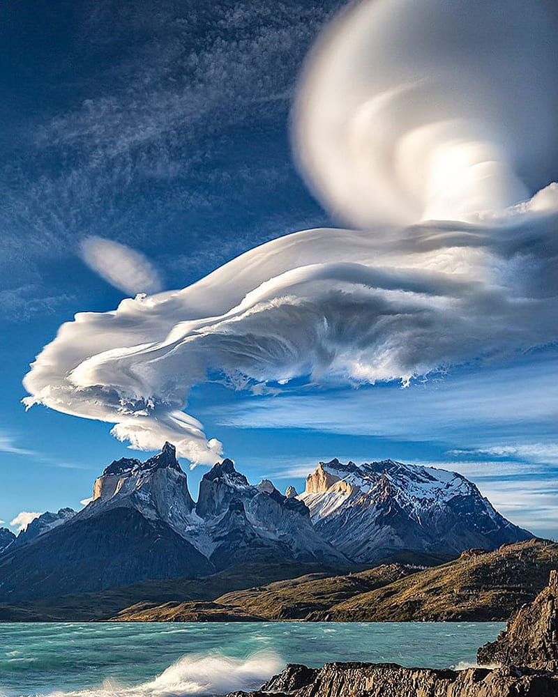 Sky, montes, mountain, nature, nuvens, paisagem, winter, HD phone wallpaper