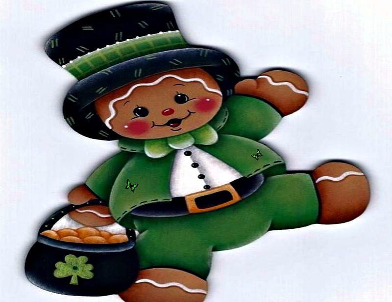 Gingerbread Man, Butterflies, St Patrick Day, Man, Abstract, Hat, Gingerbread, HD wallpaper