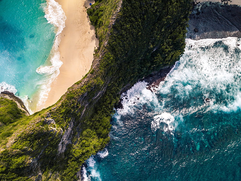 beach, rocks, sea, aerial view, HD wallpaper