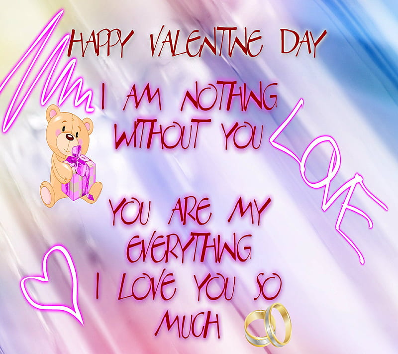 Happy valentine day, for you, i love you, love quote, teddy bear, HD wallpaper
