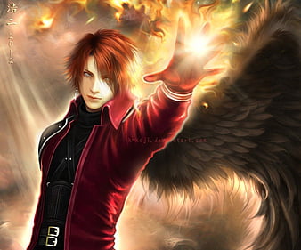 anime boy angel of fire