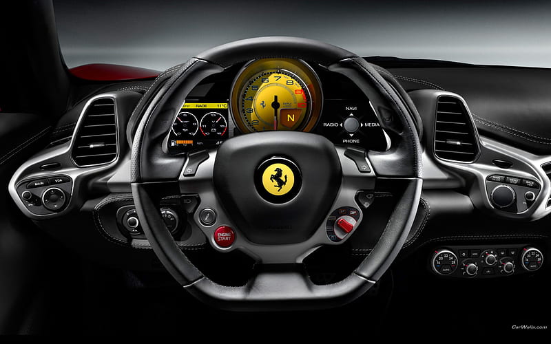 Steering wheel-Ferrari 458 Series Sports car, HD wallpaper