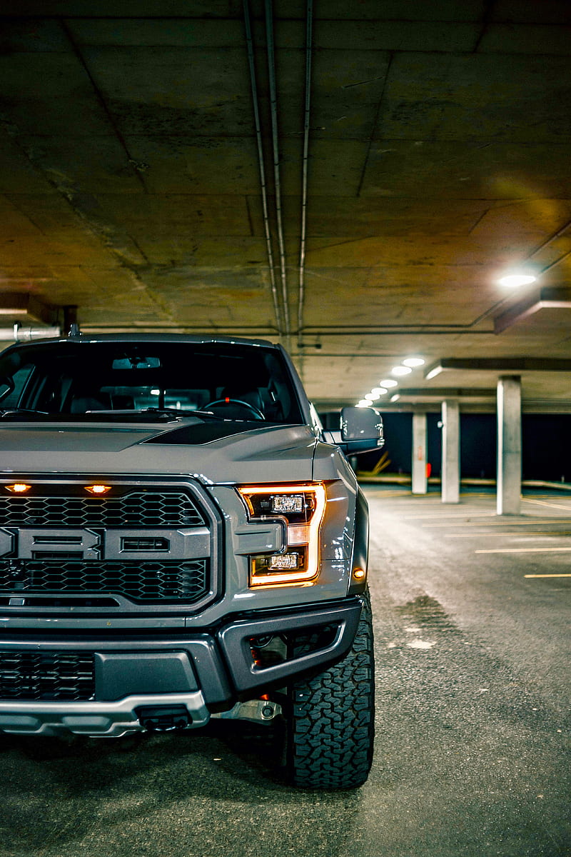 ford raptor, ford, car, suv, gray, parking, front view, HD phone wallpaper