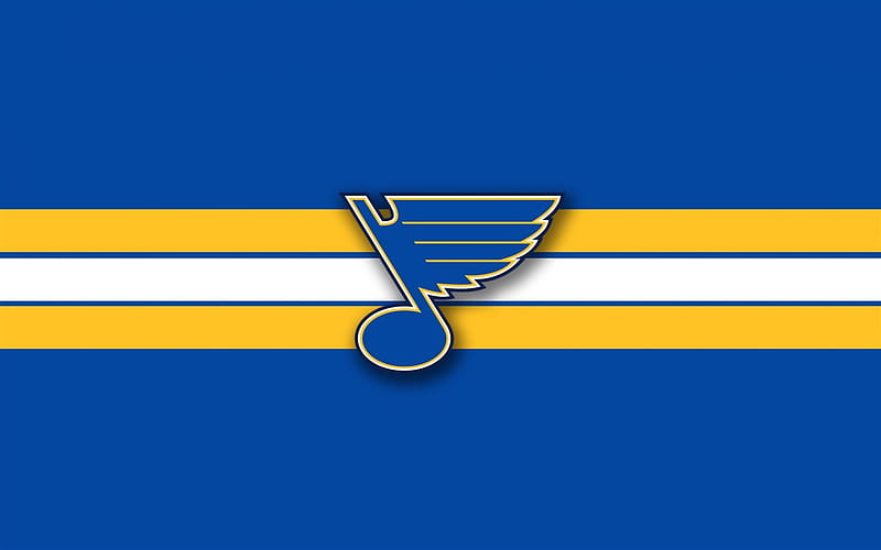 St Louis Blues, logo, emblem, blue yellow background, NHL, American hockey club, HD wallpaper