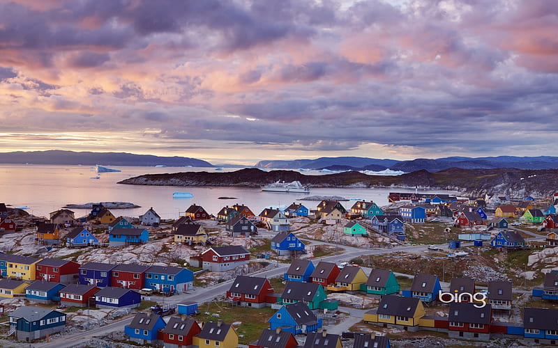Greenlands Ilulissat town-Bing, HD wallpaper