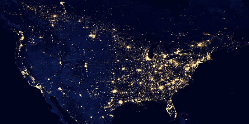 North America At Night, mexico at night, america at night, usa from space, canada at night, earth from space, HD wallpaper