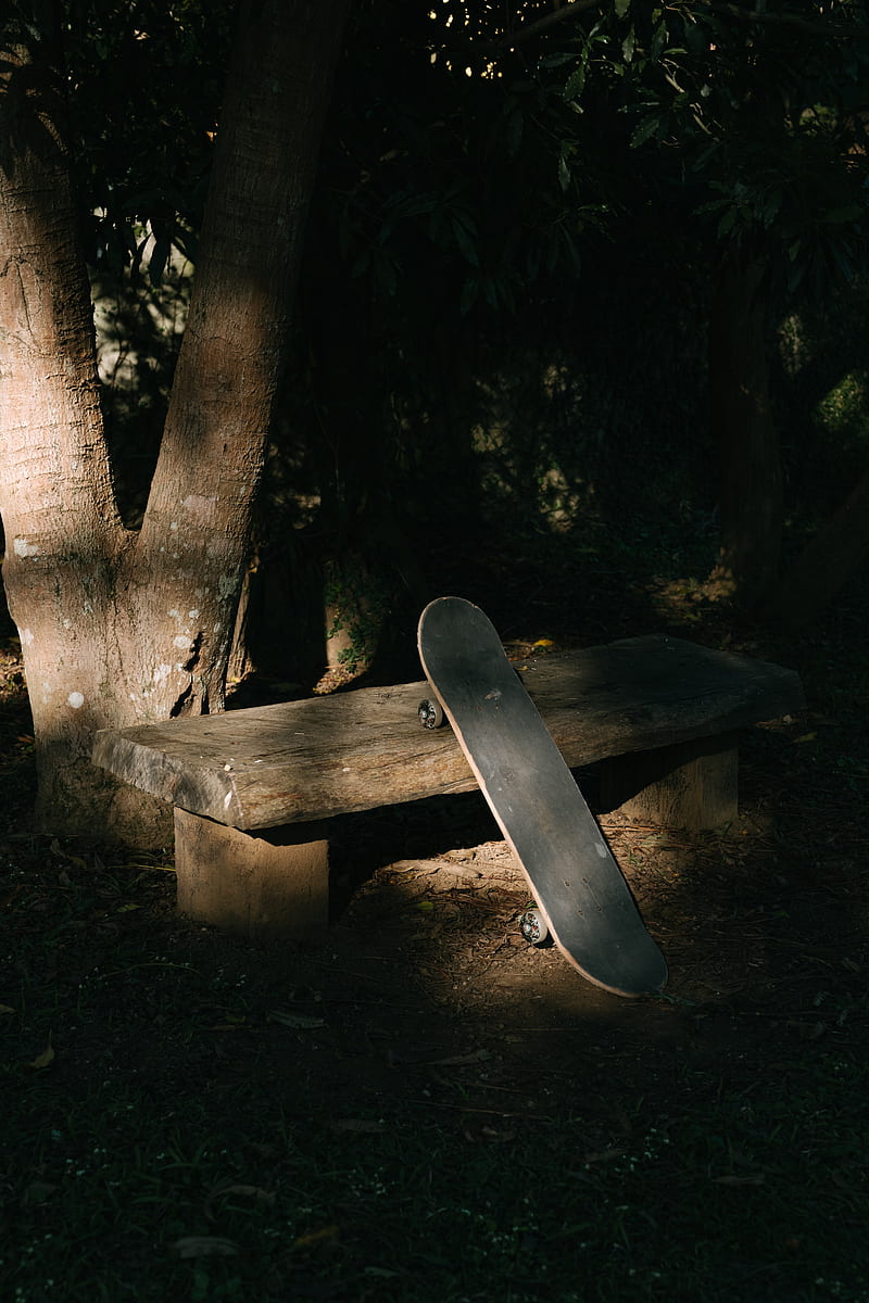 skateboard, skate, bench, shadow, HD phone wallpaper