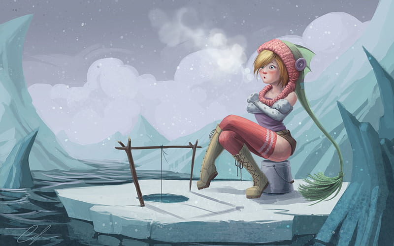 Girl In Cold Weather Fantasy Artwork, fantasy, artwork, artist, digital-art, HD wallpaper