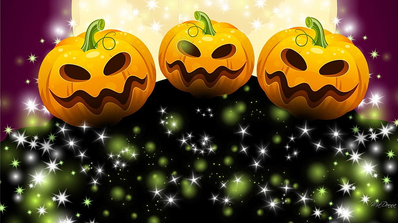 Hurry Up Halloween, jak o lanterns, spooky, All Hallows Eve, shine, Halloween, smiles, pumpkins, sparkles, HD wallpaper