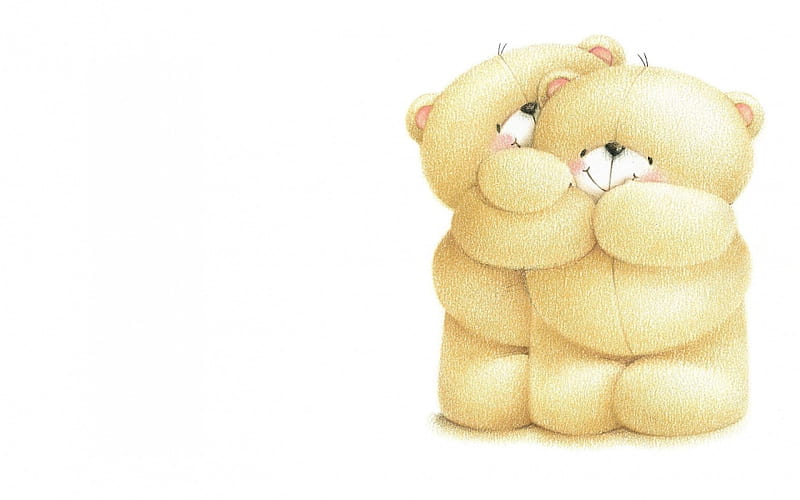 Forever friends, hug, white, teddy bear, couple, card, HD wallpaper | Peakpx