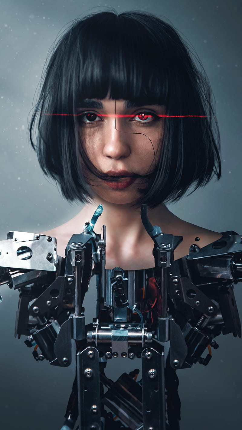 Cyborg, future, futuristic, mech, mechanic, robot, roboter, robotic, surreal, woman, HD phone wallpaper