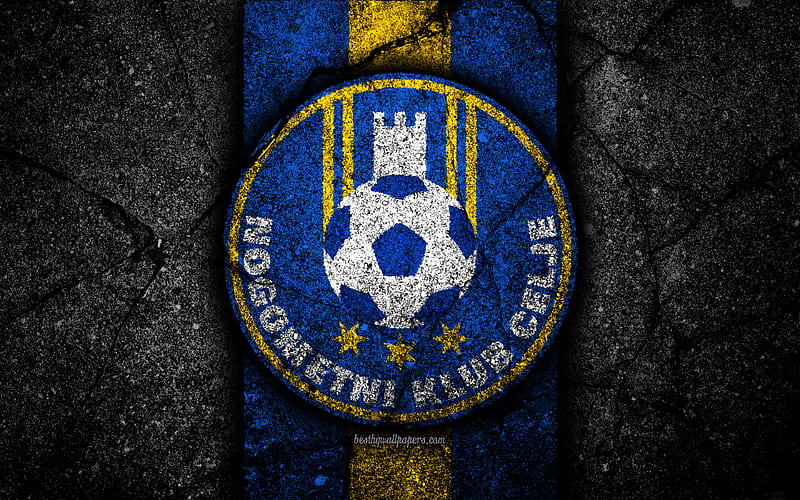 Celje FC logo, PrvaLiga, football, soccer, black stone, Slovenia, NK Celje, asphalt texture, Slovenian football club, FC Celje, HD wallpaper