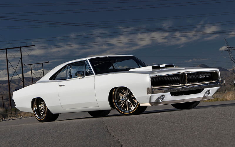 Dodge Charger, 1970, white coupe, retro cars, american cars, Dodge, HD wallpaper