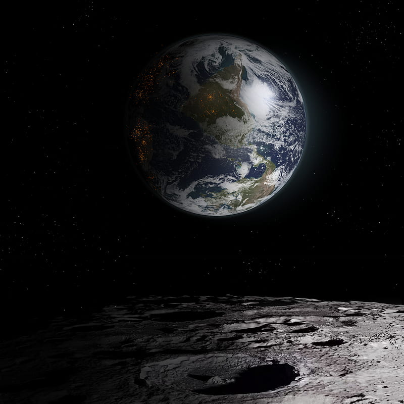 Earth from the moon, earth, galaxy, moon, official, phone, planet, santa, space, stars, HD phone wallpaper