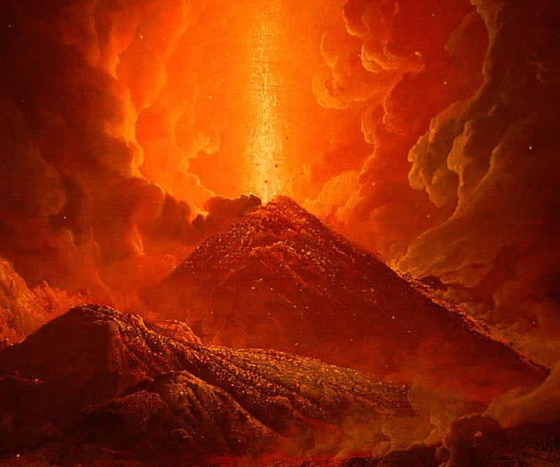 VOLCANIC ERUPTION, red, fire, vulcan, orange, lava, erutption, volcano, heat, HD wallpaper