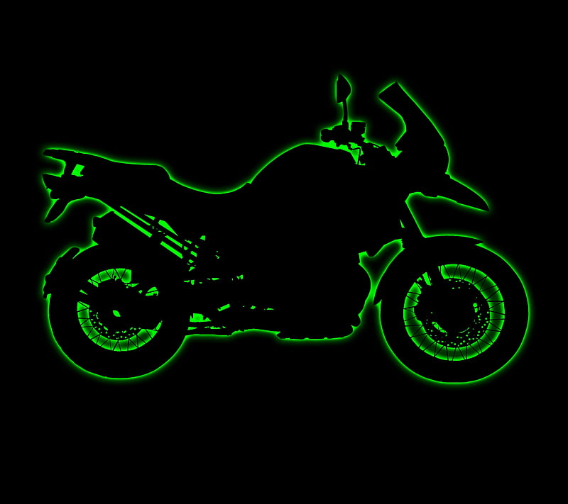 mbike green neon, bike, dark, light, motor, motorbike, HD wallpaper